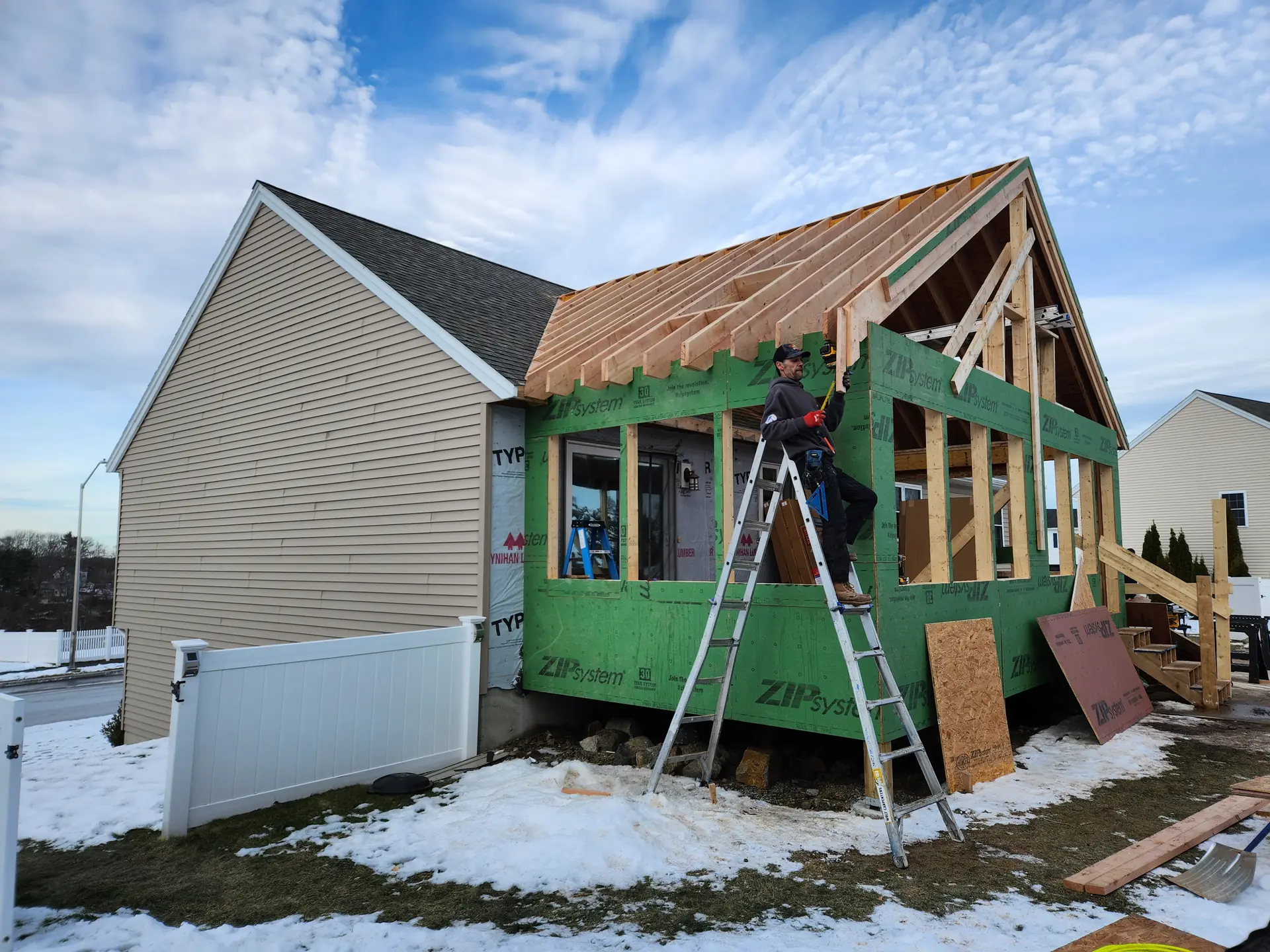 Home addition under construction by Wolf Carpenters