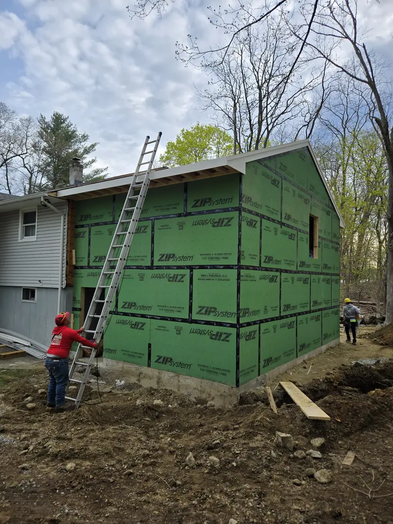 ZIP System sheathing on a home addition by Wolf Carpenters