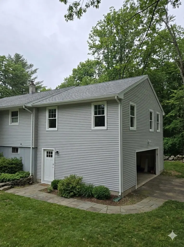 Completed home addition with siding and windows