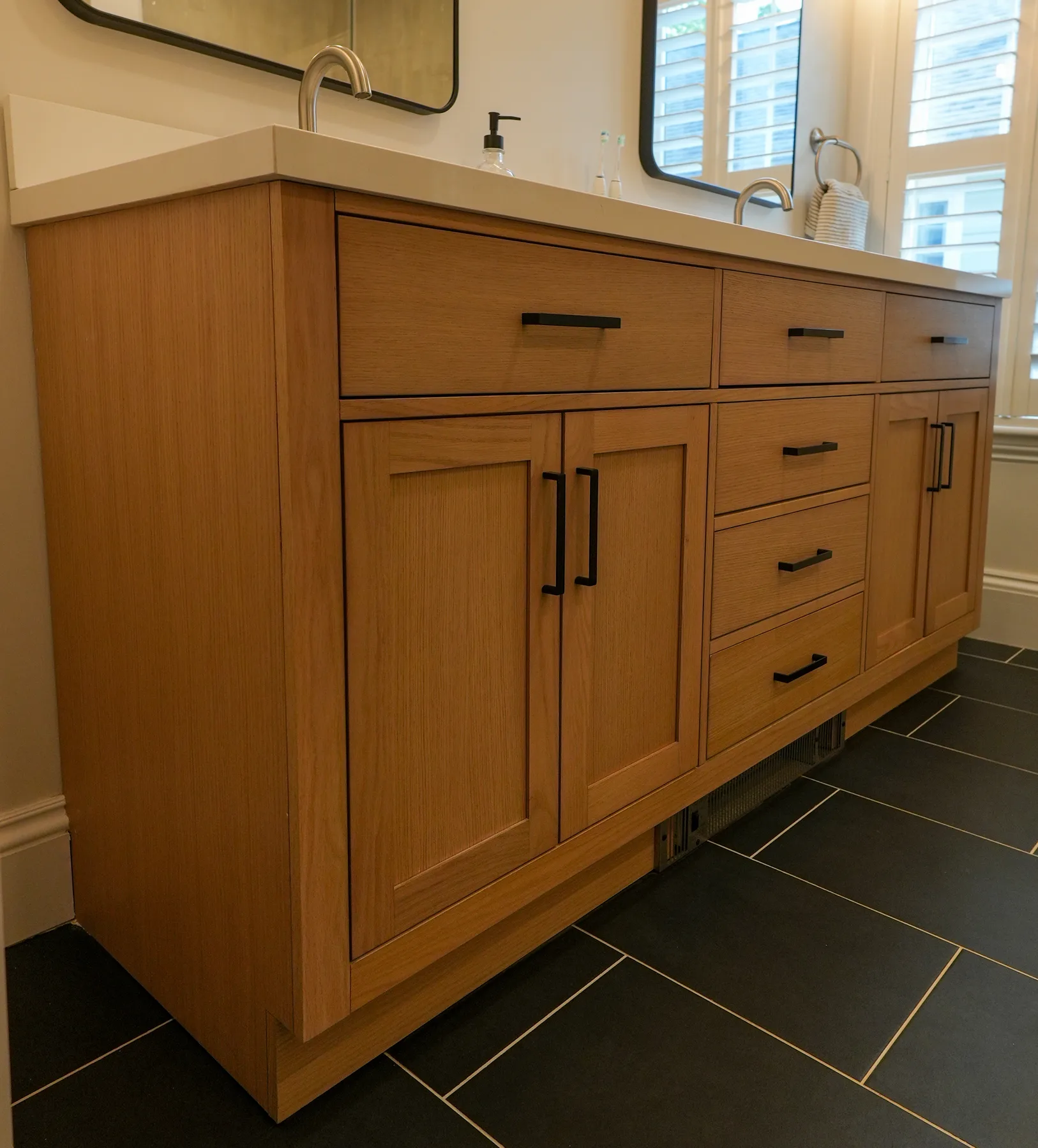 Modern bathroom remodeling project in Peabody, MA & North Shore by Wolf Carpenters