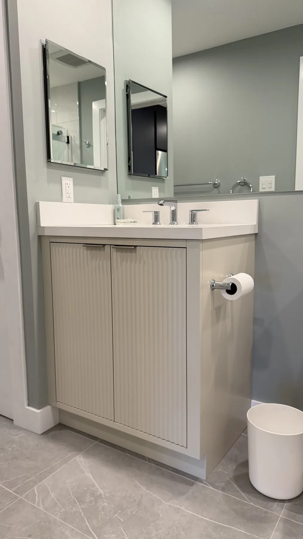 Modern bathroom remodeling project in Peabody, MA & North Shore by Wolf Carpenters