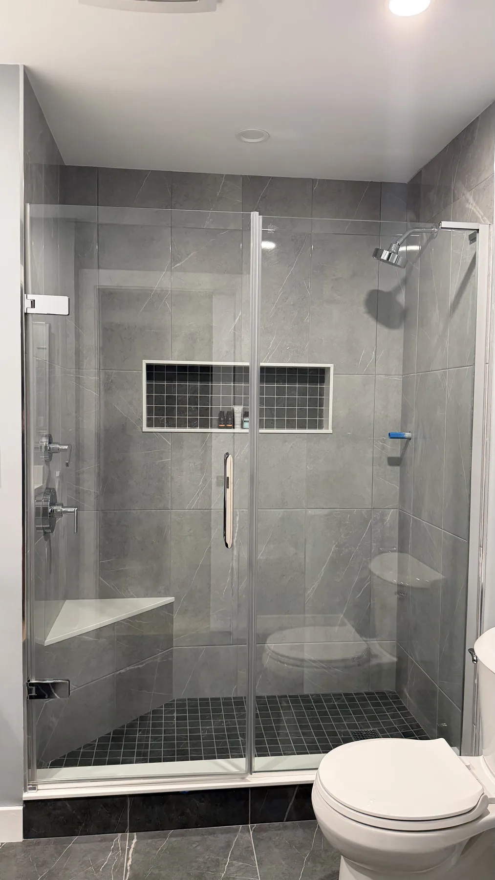 Modern bathroom remodeling project in Peabody, MA & North Shore by Wolf Carpenters