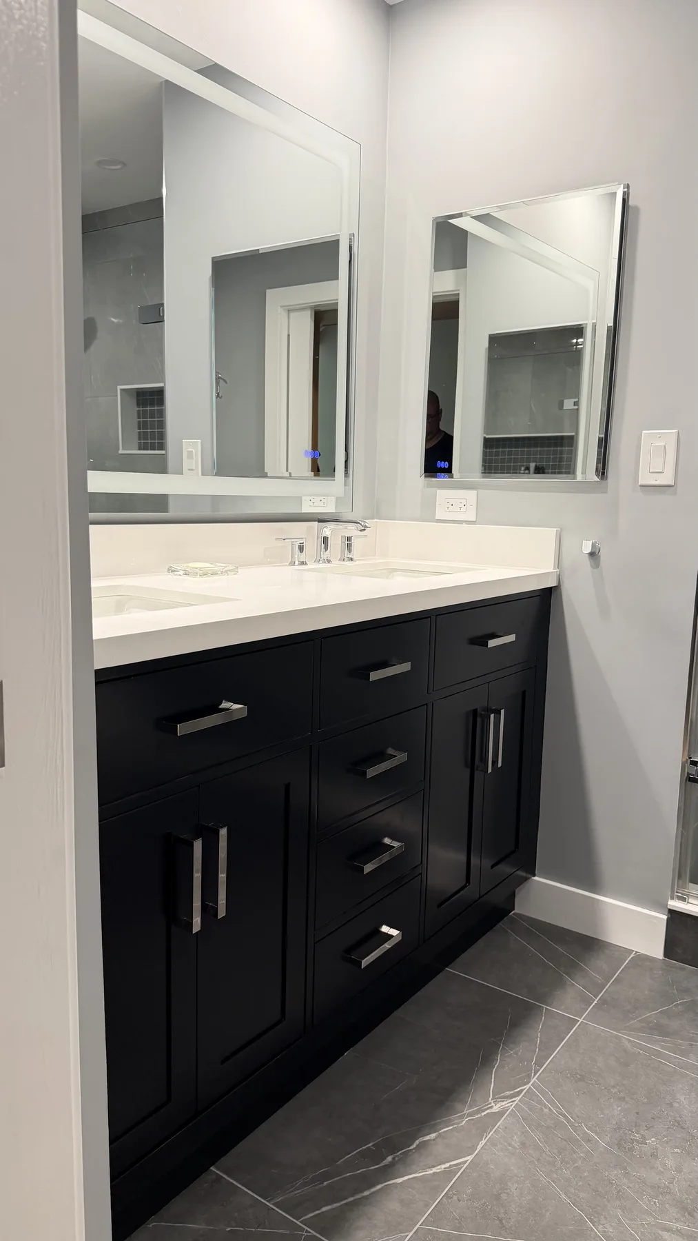 Modern bathroom remodeling project in Peabody, MA & North Shore by Wolf Carpenters